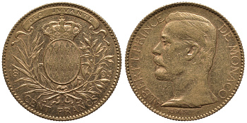 Монако 100 франков 1895 Альберт I KM 105 золото 00-000-00
