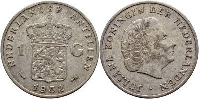 Нидерландские Антилы 1 гульден 1952 Юлиана (1948-1980) KM 2 серебро 4607-1034