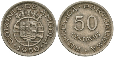 Ангола 50 сентаво 1950 KM 72 никель бронза 4621-657