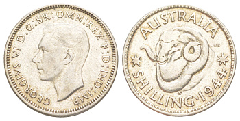 Австралия 1 шиллинг 1944 Георг VI (1936-1952) KM 39 серебро 441-1345