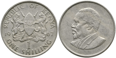 Кения 1 шиллинг 1967 Джомо Кениата KM 5 медно-никель 4529-955