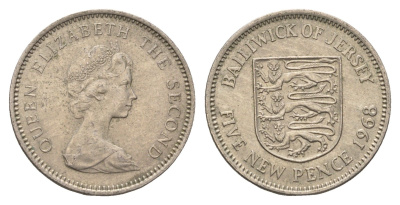 Джерси 5 пенсов 1968 герб, Елизавета II (1952-2022) KM 32 медно-никель 4592-754