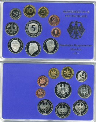 ФРГ государственный набор из 10 монет 1998 D    PROOF  3-5-3-39