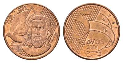 Бразилия 5 сентаво 2004 KM 648 сталь плакированная медью UNC 4686-623