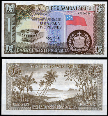 Самоа 5 фунтов ND (1963) (2020) повторный выпуск 2020 года   бумага  UNC (пресс) 447-94-2