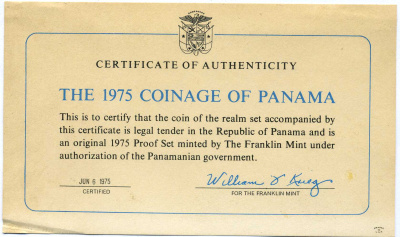 Панама набор из 9 монет 1975 в оригинальной коробке, с сертификатом KM Ps 13 PROOF 00-00