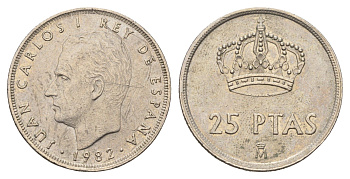 Испания 25 песет 1982 Хуан Карлос I (1975-2014) KM 824 медно-никель 4633-1042