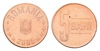Румыния 5 бань (бани) 2005 KM 190 сталь плакированная медью UNC 4615-837