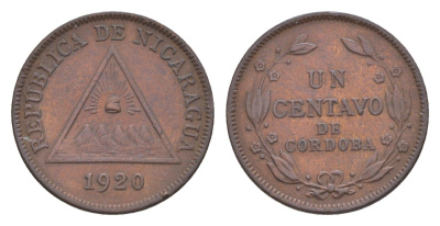 Никарагуа 1 сентаво 1920 KM 11 бронза 1528-1215