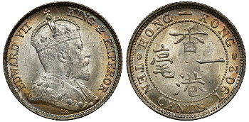 Гонконг 10 центов 1902 Эдуард VII (1901-1910) KM 13 серебро UNC 91-754