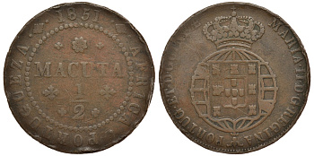 Португальская Ангола 1/2 макута 1851 KM 56 медь 5010-221