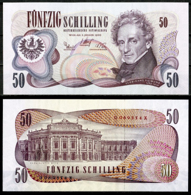 Австрия 50 шиллингов 1970 Pick 143 a бумага 7457-22-2-1