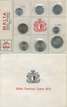 Мальта набор из 8 монет 1972 оригинальная запайка    UNC  5-6-1-15