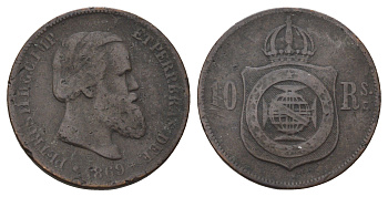 Бразилия 10 реалов (рейс) 1869 KM 473 бронза 218-434