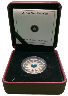 Канада 3 доллара 2011 на день рождения, декабрь, камень месяца циркон KM NEW серебро PROOF 4-3-4-34
