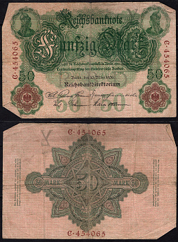 Германия 50 марок 1906 Pick 26 a бумага 6293-12-2-1