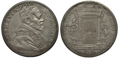 Ватикан 1 пиастр AN IVB/1675 Климент X. Апостолы Петр и Павел у Святых Врат Dav. 4079, Muntoni 12 серебро 10-005-43