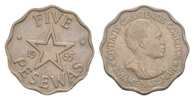 Гана 5 песев 1965 KM 8 медно-никель UNC 4596-415