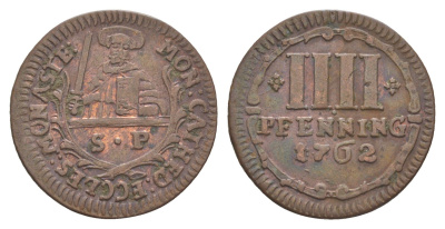 Мюнстер 4 пфеннига 1762 Монетный двор кафедрального капитула KM 439 медь 633-1643