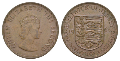 Джерси 1/12 шиллинга 1964 KM 21 бронза 4542-431
