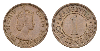 Маврикий 1 цента 1960 KM 31 бронза 54-1068