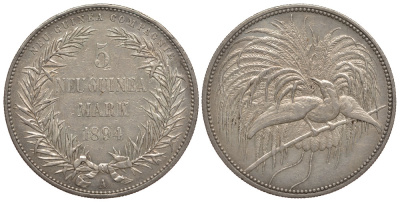 Германская Новая Гвинея 5 марок 1894 J. 707, KM 7 серебро 10-010-35