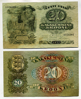Эстония 20 крон 1932 пастух Pick 64 a бумага 7457-28-1-2
