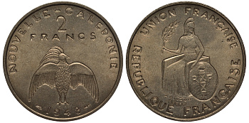 Французская Новая Каледония 2 франка 1948 PROBA, ESSAI KM E6 UNC 272-232