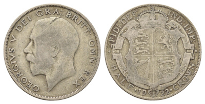 Великобритания 1/2 кроны 1922 Георг V (1910-1936) KM 818.1a, Spink 4021 серебро 4667-236