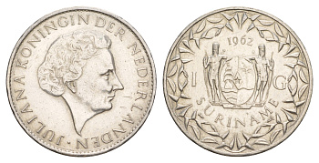 Суринам 1 гульден 1962 KM 15 серебро 413-845