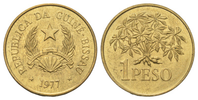 Гвинея-Бисау 1 песо 1977 год-тип KM 18 алюминиевая бронза UNC 4396-267