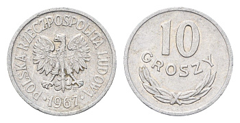 Польша 10 грошей 1967 Y AA47 алюминий 4685-1156