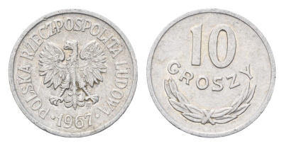 Польша 10 грошей 1967 Y AA47 алюминий 4685-1156