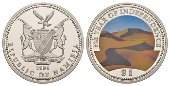 Намибия 1 доллар 1995 5 лет Независимости KM 6 медно-никель BU 1521-1224