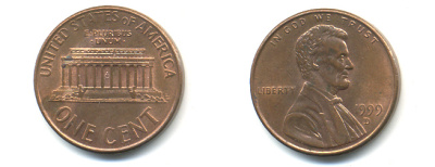 США 1 цент 1999 D, Авраам Линкольн KM 201b цинк плакированный медью 86-352
