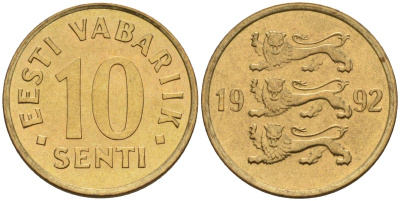 Эстония 10 центов 1992 KM 22 медь алюминий никель 4174-926
