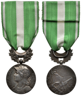 Франция медаль 1909 за миротворчеcкие операции в Марокко 1907-1912 год, без планки  серебро    00-812-51