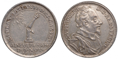 Швеция медаль 1632 на смерть Густава Адольфа, 26,7 мм, 7,97 грамм Hildebrand I, S. 209, 225 серебро 00-805-10