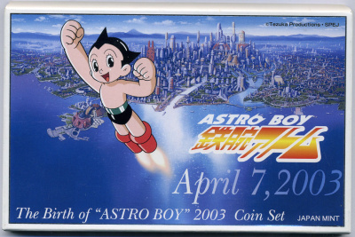 Япония набор из 6 монет + жетон 2003 официальный набор в пластиковой упаковке, жетон Астро Бой (BIRTH OF ASTRO BOY) KM MS 163 BUNC 2-4-1-13