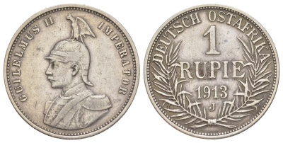 Германская Восточная Африка 1 рупия 1913 J KM 10 серебро 00-903-13