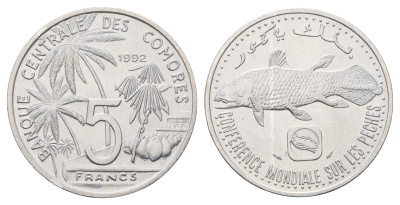 Коморские острова (Коморы) 5 франков 1992 KM 15 алюминий UNC 4672-843