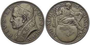 Германия медаль 1929 Пий XI, подписание Латеранских соглашений между Святым Престолом и Италией, 36,08 мм, 19,91 гр Kienast 420 серебро UNC 00-801-02