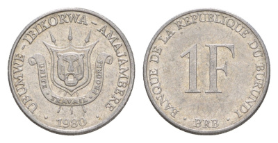 Бурунди 1 франк 1980 KM 19 алюминий 4647-1222