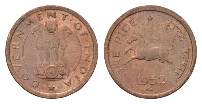 Индия 1 пайс 1952 KM 1.4 бронза aUNC 4687-1215