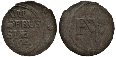 Бранденбург-Пруссия 1 шиллинг 1664 Фридрих Вильгельм (1640-1688), вес 0,67 гр. KM 330 серебро 1516-345