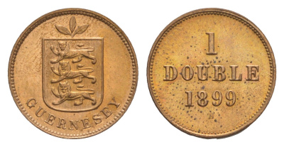 Гернси 1 дубль (дабл) 1899 H KM 10 бронза UNC 633-1942