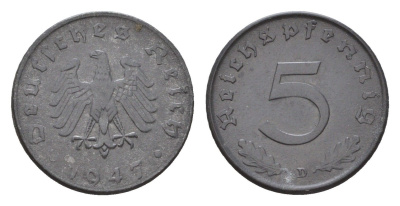 Германия 5 рейхспфеннигов 1947 D KM A105 цинк 1520-1524