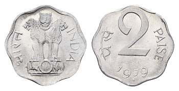 Индия 2 пайса 1979 KM 13.6 алюминий UNC 4687-1053
