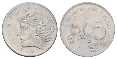Бразилия 5 сентаво 1975 ФАО - Зебу KM 587 нержавеющая сталь UNC 4164-512