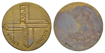 Италия односторонняя медаль "Валле-д’Аоста" диаметр 30 мм, вес 6 гр латунь 4670-1021